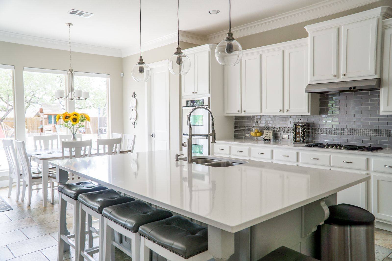 Remodeled kitchen with large island
